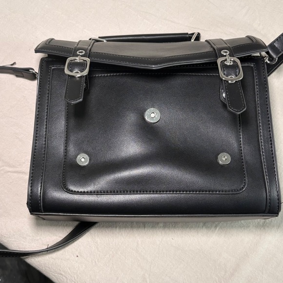 Banned Apparel Black Faux Leather Satchel Crossbody Bag Dark Academic Goth - Picture 8 of 8